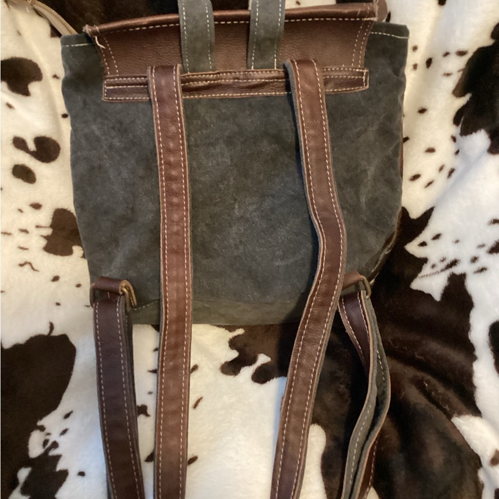 Myra Brown And White Patterned Backpack - image 2